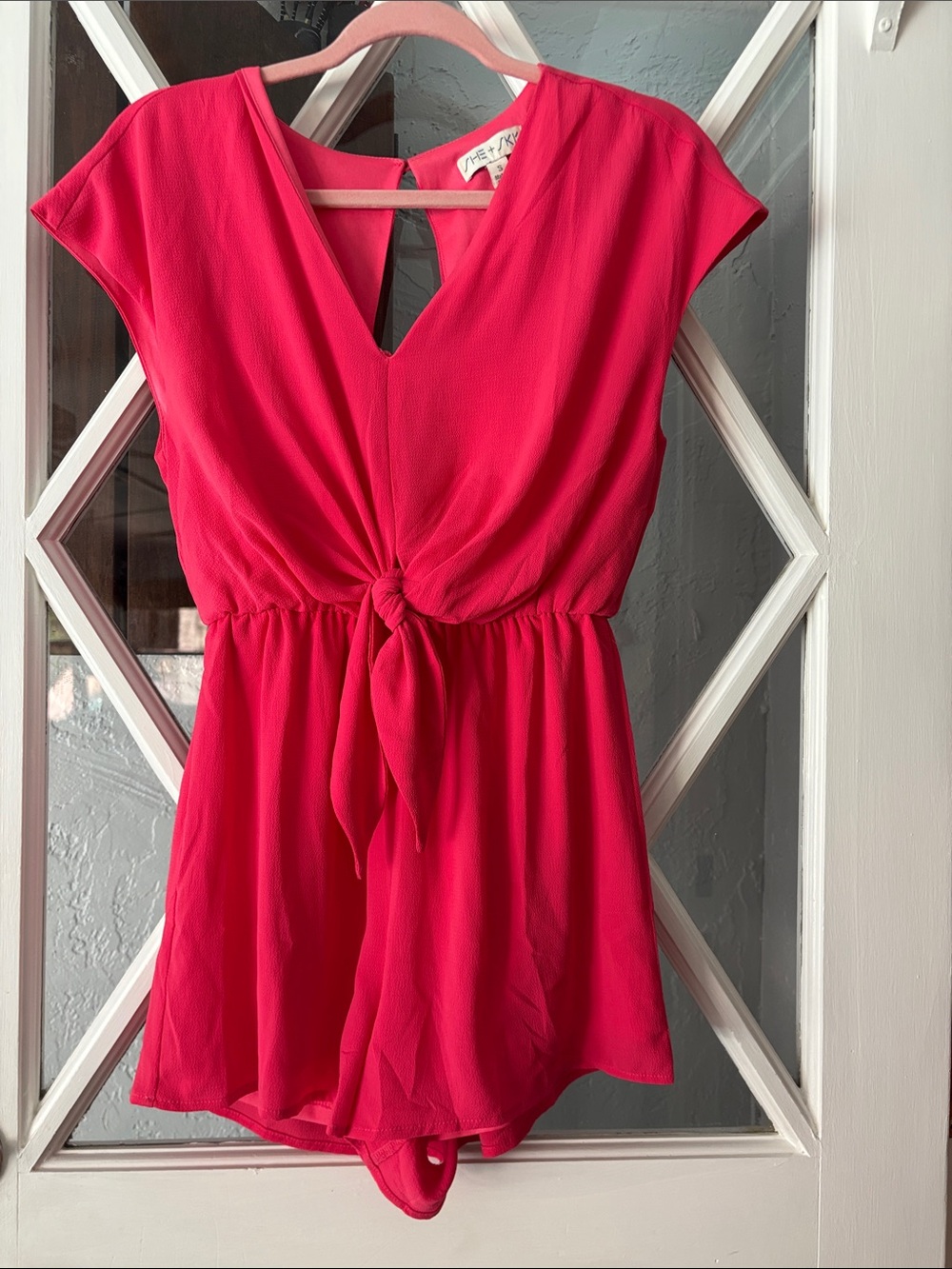 She + Sky Hot Pink Sleeveless V-Neck Romper